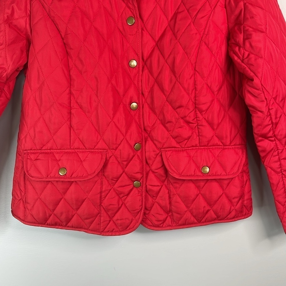 NORTHERN REFLECTIONS Quilted Barn Jacket Red Collar Snap Pockets Equestrian M - Picture 4 of 12